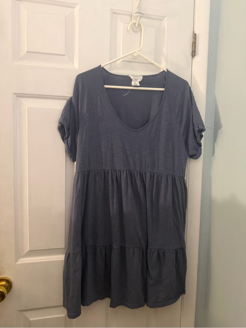 For The Republic 1X Charcoal Gray Tiered Cotton Babydoll Dress